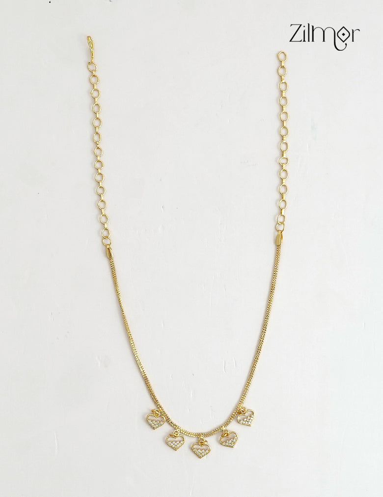 18K Gold Plated AD Heart Charm Drop Necklace - PE1012420