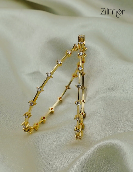 18K Gold Plated AD Stone Bangle Pair - SG1013142