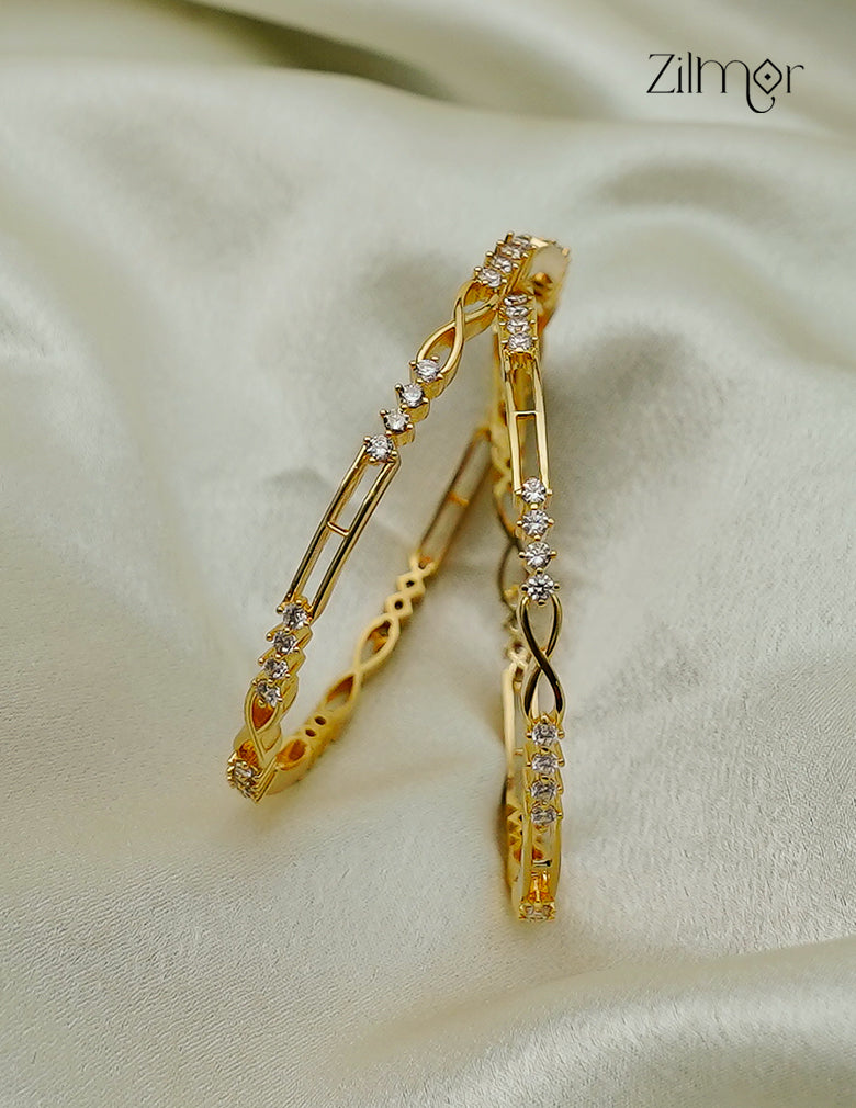 18K Gold Plated AD Stone Bangle Pair - SG1013143