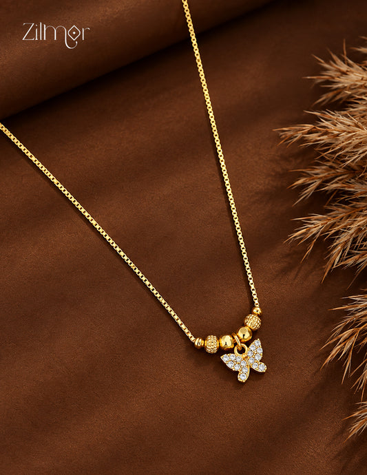 18K Gold Plated AD Stone Butterfly Pendant Chain Necklace - PP1013099