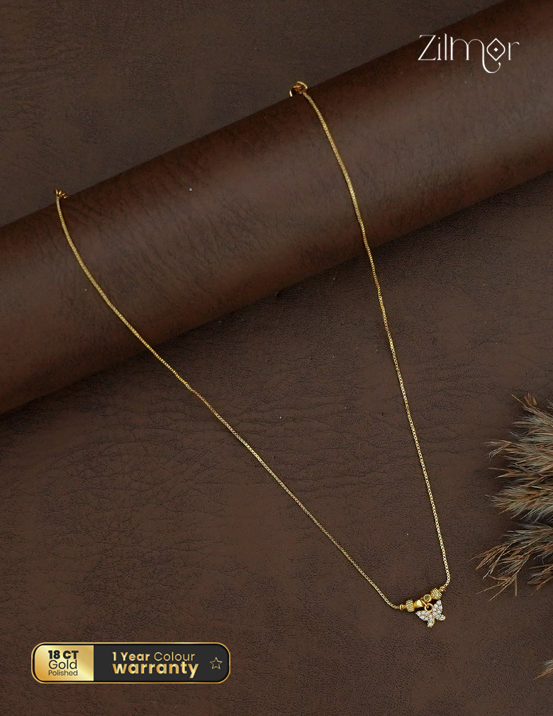 18K Gold Plated AD Stone Butterfly Pendant Chain Necklace - PP1013099