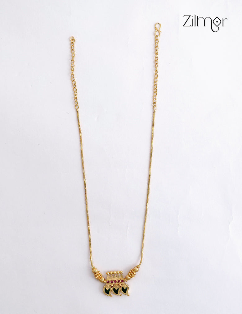 18K Gold Plated AD Stone Mango Palakka Pendant Necklace - ZS1012481
