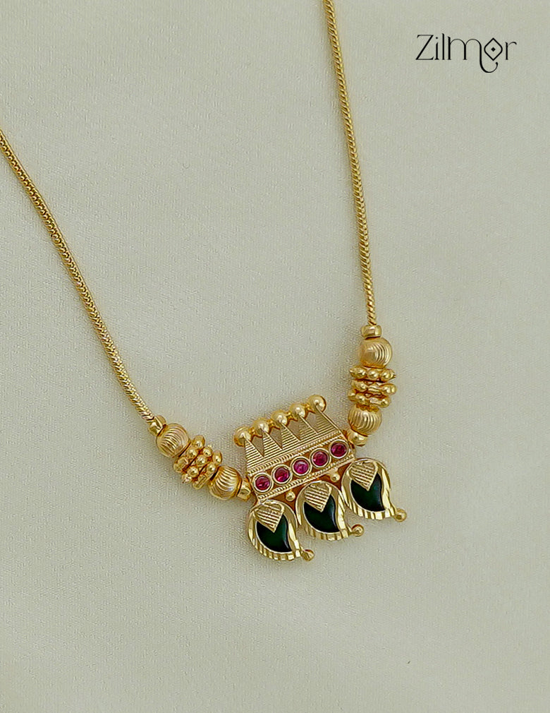 18K Gold Plated AD Stone Mango Palakka Pendant Necklace - ZS1012481