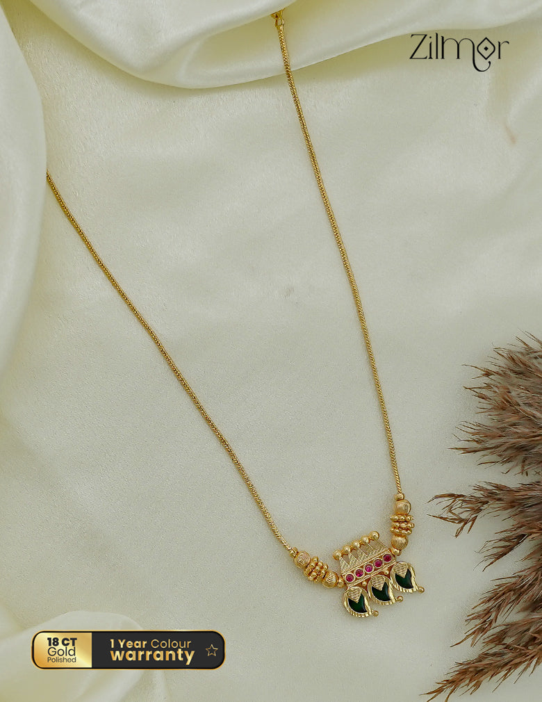 18K Gold Plated AD Stone Mango Palakka Pendant Necklace - ZS1012481