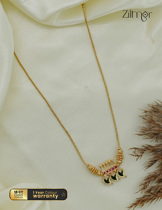 18K Gold Plated AD Stone Mango Palakka Pendant Necklace - ZS1012481