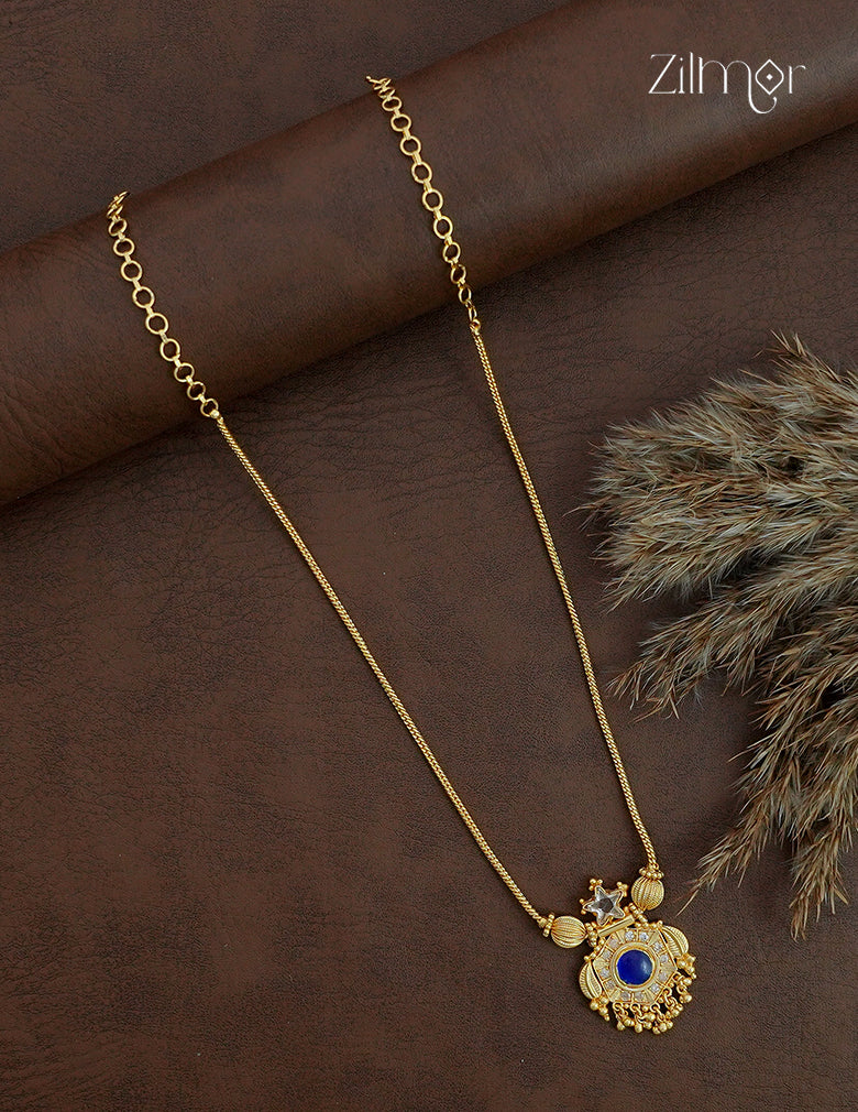 18K Gold Plated AD Stone Palakka Pendant Chain Necklace - ZS1012541