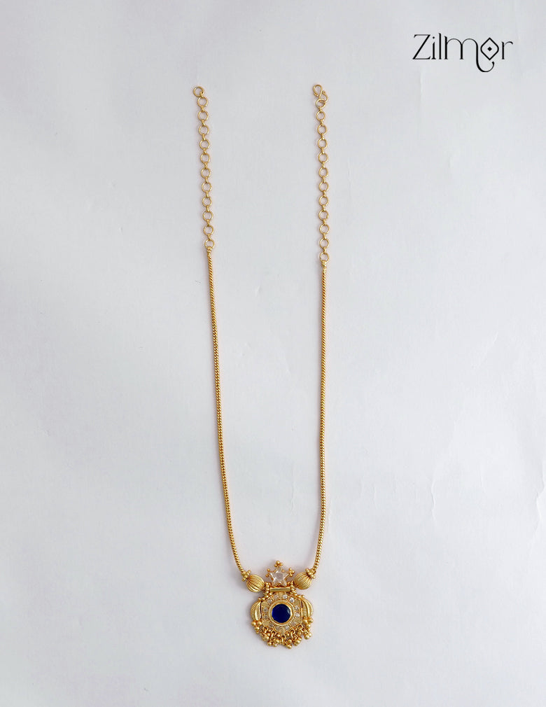 18K Gold Plated AD Stone Palakka Pendant Chain Necklace - ZS1012541