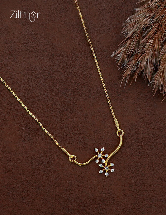 18K Gold Plated AD Stone Pendant Chain Necklace - AG1012875