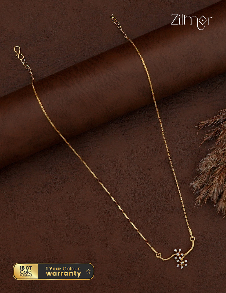18K Gold Plated AD Stone Pendant Chain Necklace - AG1012875
