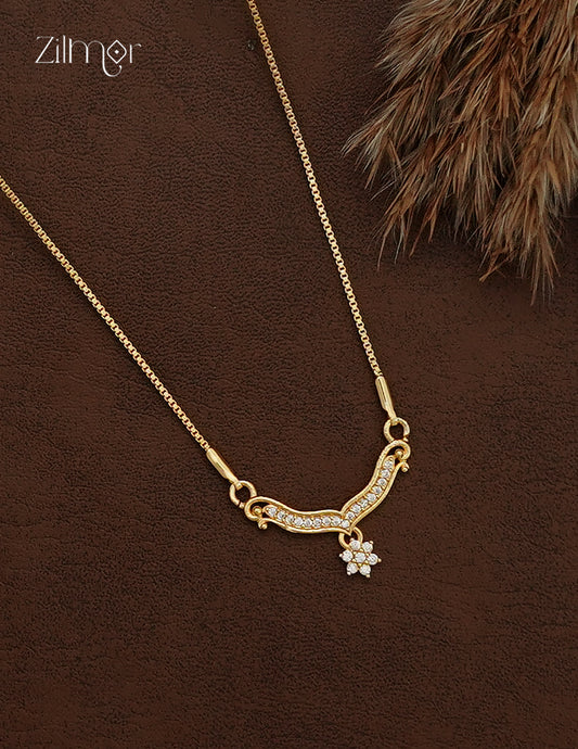 18K Gold Plated AD Stone Pendant Chain Necklace - AG1012876