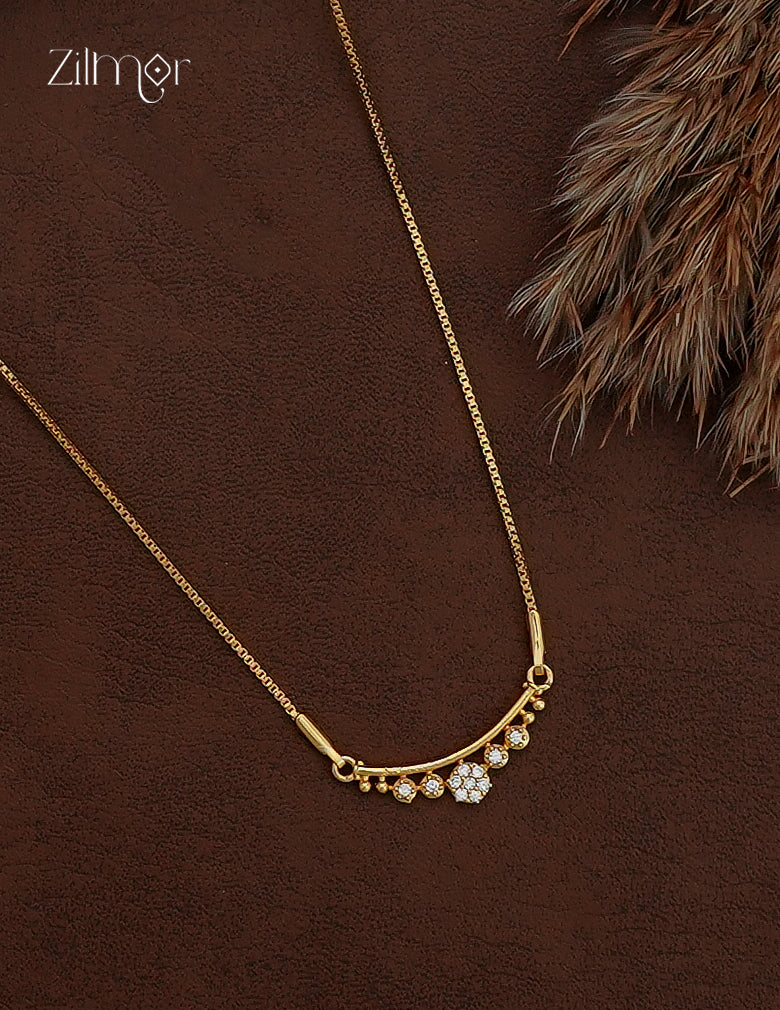 18K Gold Plated AD Stone Pendant Chain Necklace - AG1012877