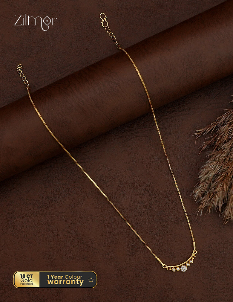 18K Gold Plated AD Stone Pendant Chain Necklace - AG1012877