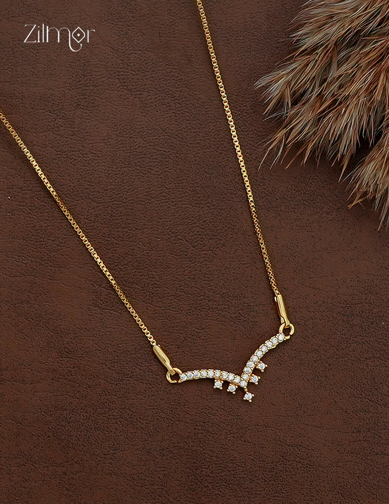 18K Gold Plated AD Stone Pendant Chain Necklace - AG1012878