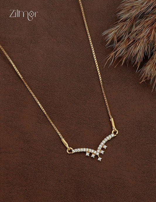 18K Gold Plated AD Stone Pendant Chain Necklace - AG1012878