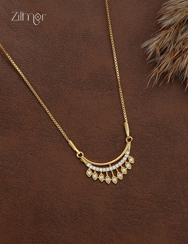 18K Gold Plated AD Stone Pendant Chain Necklace - AG1012879