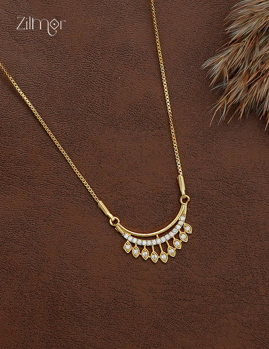 18K Gold Plated AD Stone Pendant Chain Necklace - AG1012879