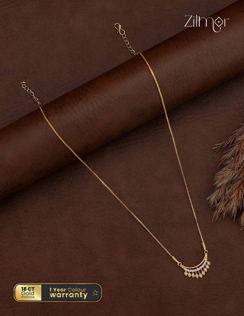 18K Gold Plated AD Stone Pendant Chain Necklace - AG1012879