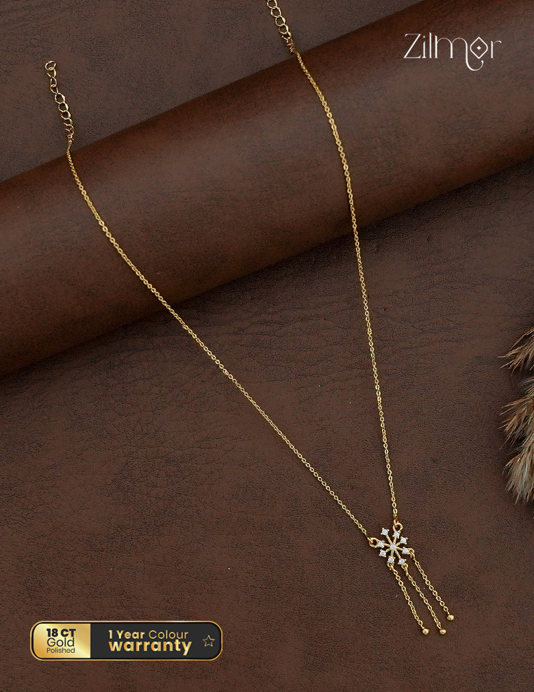 18K Gold Plated AD Stone Pendant Chain Necklace - AG1012970