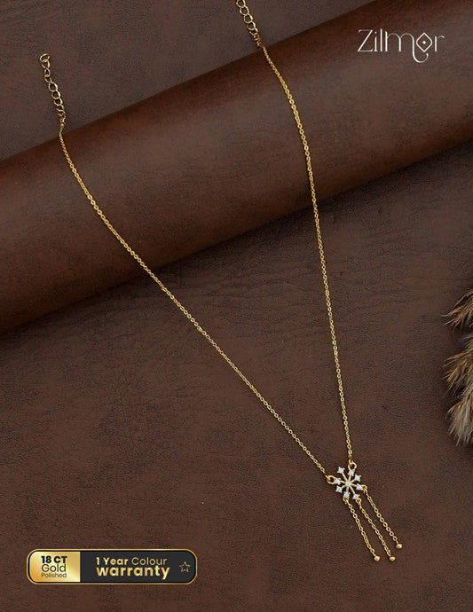 18K Gold Plated AD Stone Pendant Chain Necklace - AG1012970