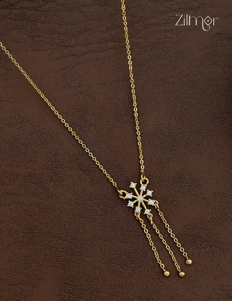 18K Gold Plated AD Stone Pendant Chain Necklace - AG1012970