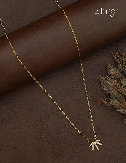 18K Gold Plated AD Stone Pendant Chain Necklace - AG1013029
