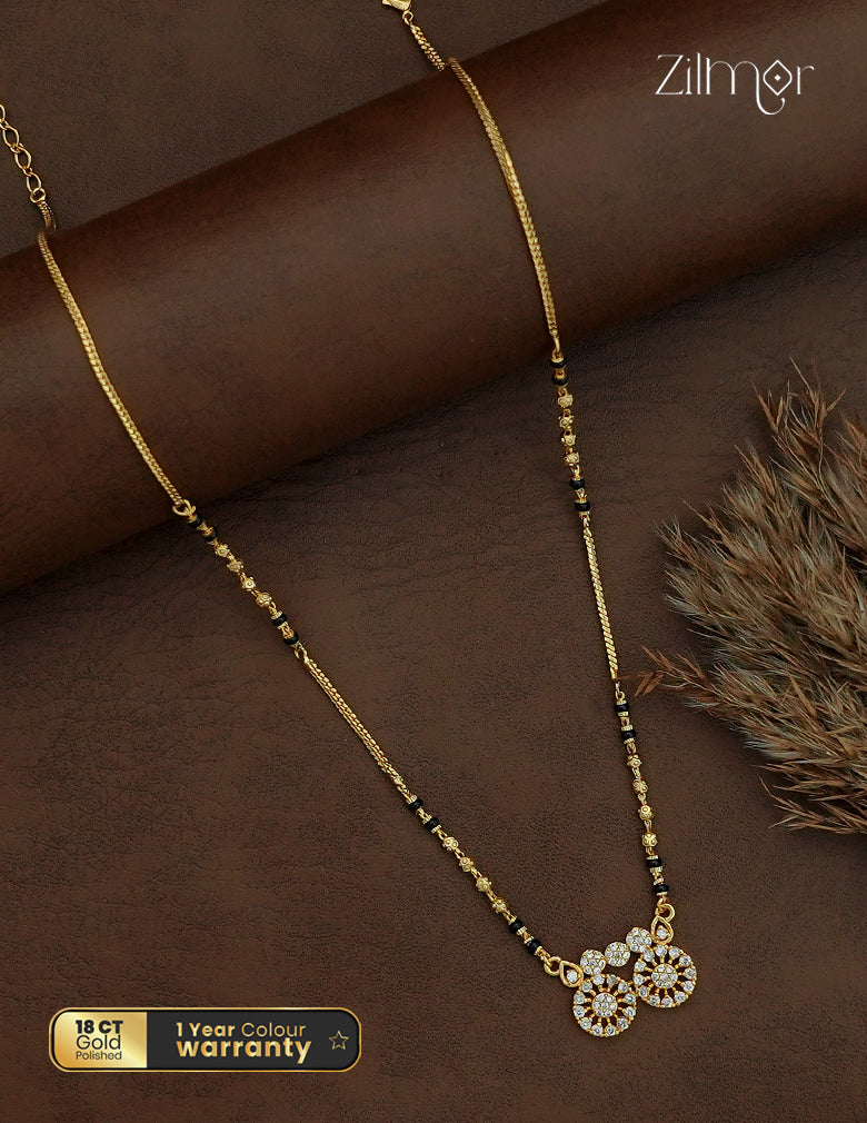 18K Gold Plated AD Stone Pendant Mangalsutra Necklace - SG1013033