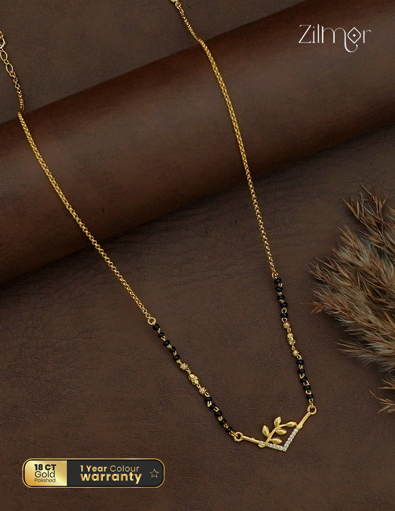 18K Gold Plated AD Stone Pendant Mangalsutra Necklace  - SG1013034