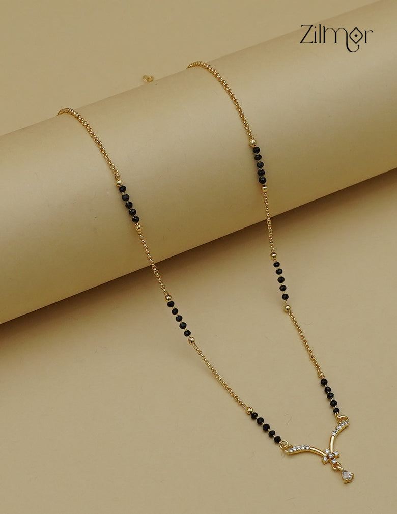 18K Gold Plated AD Stone Pendant Mangalsutra Necklace - SG1013035