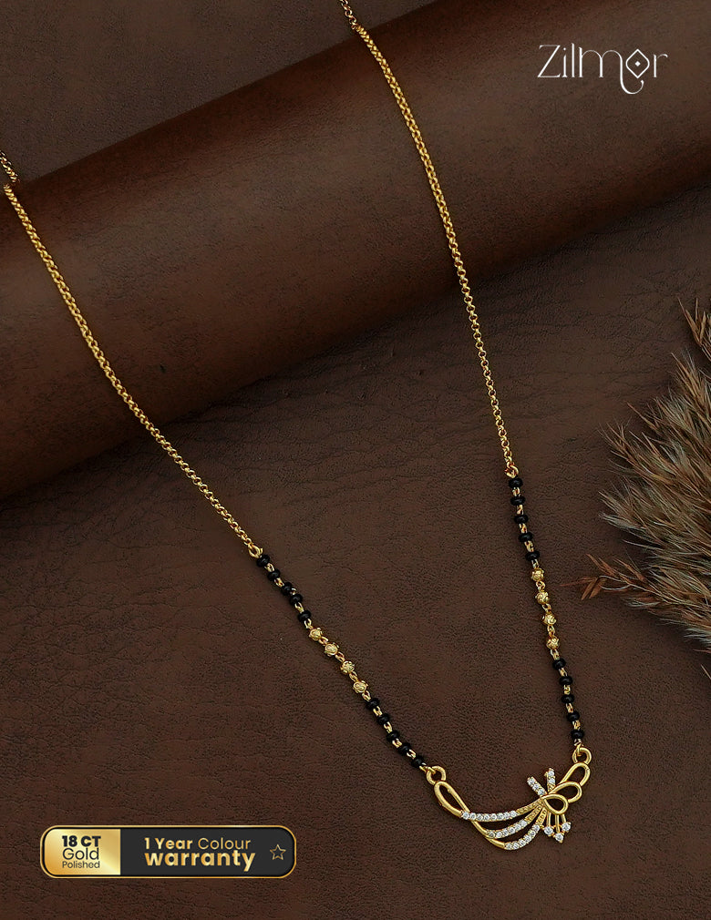 18K Gold Plated AD Stone Pendant Mangalsutra Necklace - SG1013037