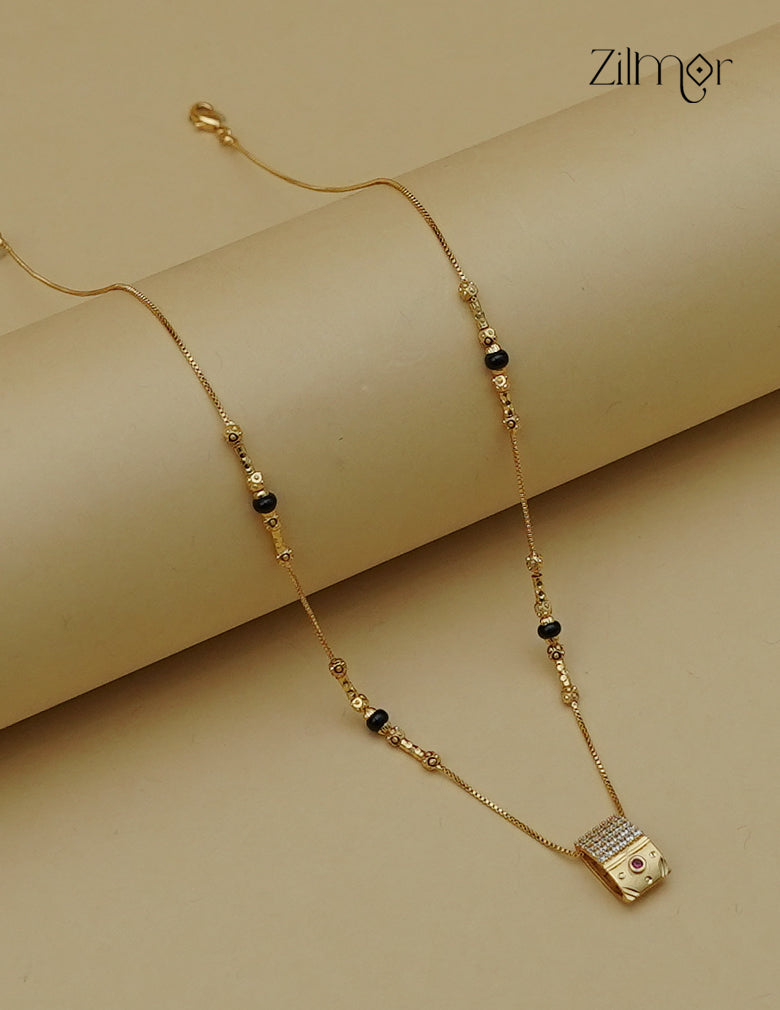 18K Gold Plated AD Stone Pendant Mangalsutra Necklace - SG1013043