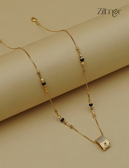 18K Gold Plated AD Stone Pendant Mangalsutra Necklace - SG1013043