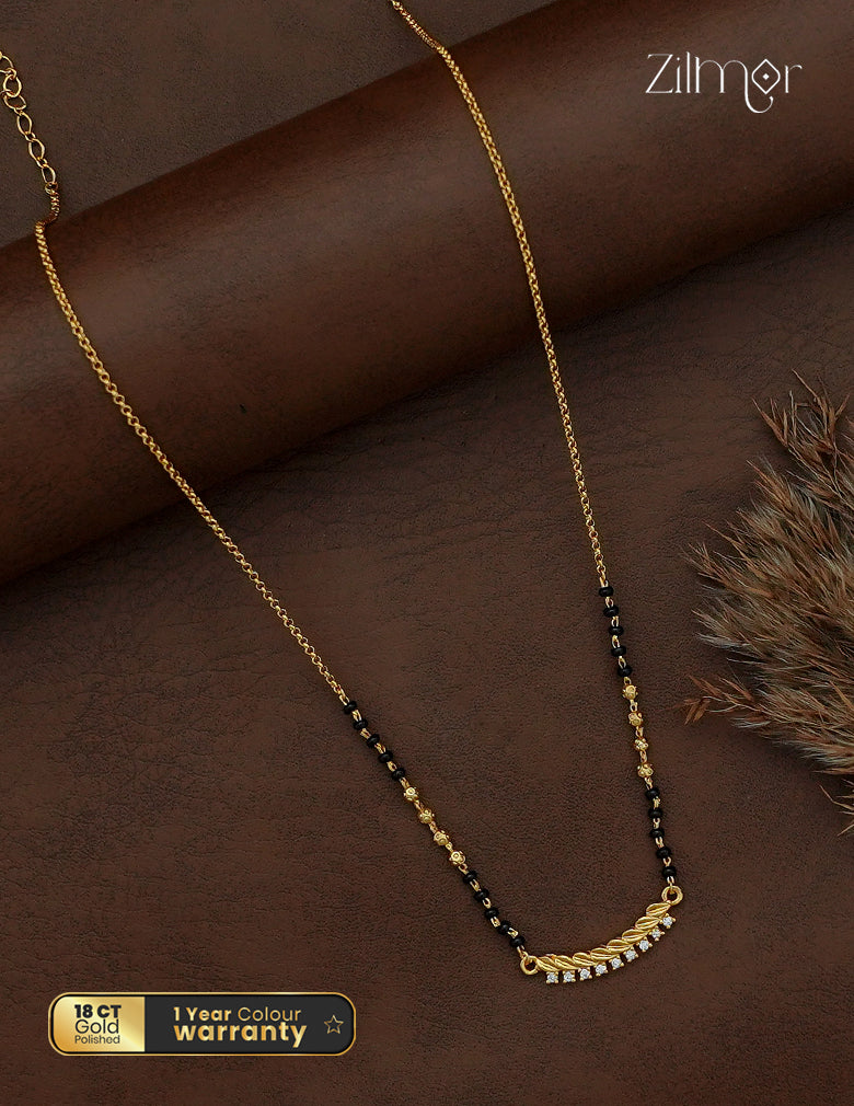 18K Gold Plated AD Stone Pendant Mangalsutra Necklace - SG1013046