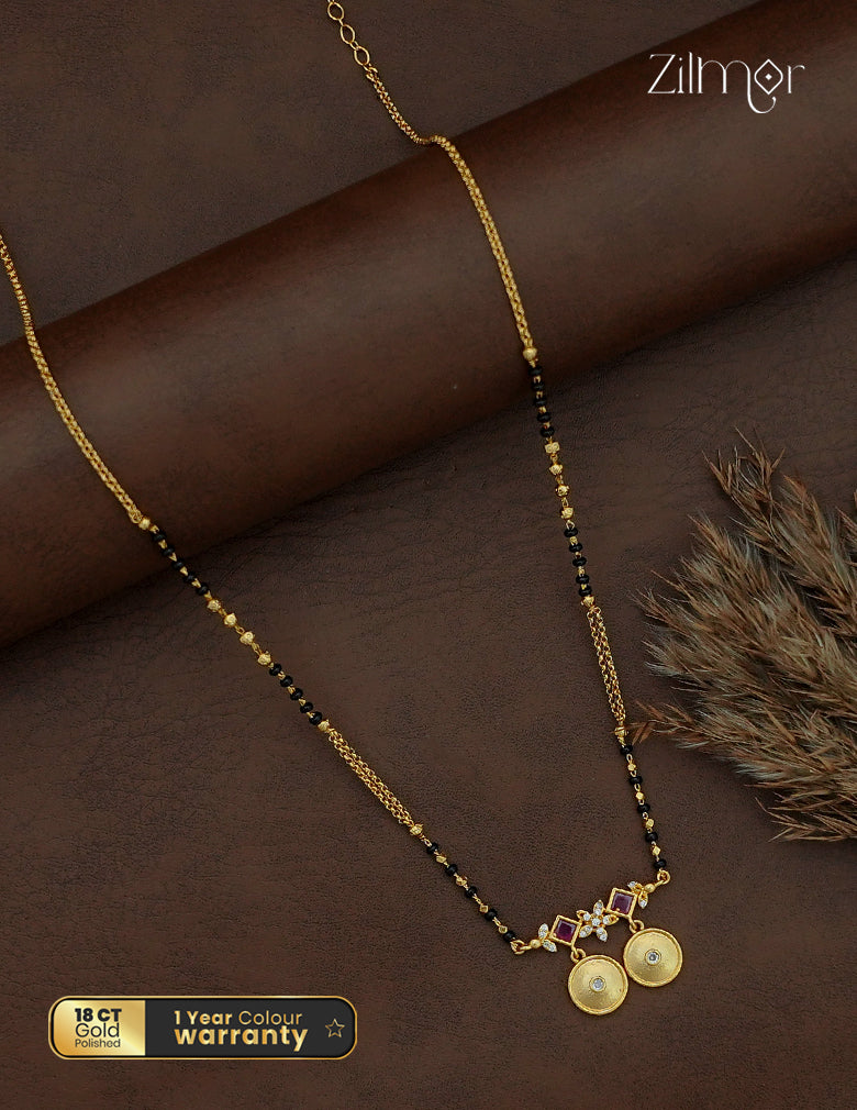 18K Gold Plated AD Stone Pendant Mangalsutra Necklace - SG1013049