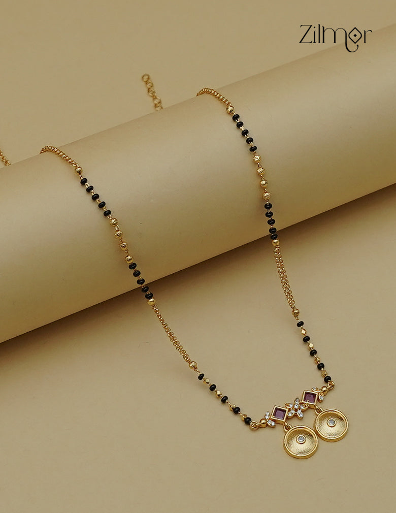 18K Gold Plated AD Stone Pendant Mangalsutra Necklace - SG1013049