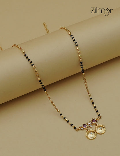 18K Gold Plated AD Stone Pendant Mangalsutra Necklace - SG1013049