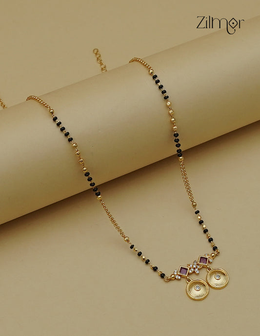 18K Gold Plated AD Stone Pendant Mangalsutra Necklace - SG1013049