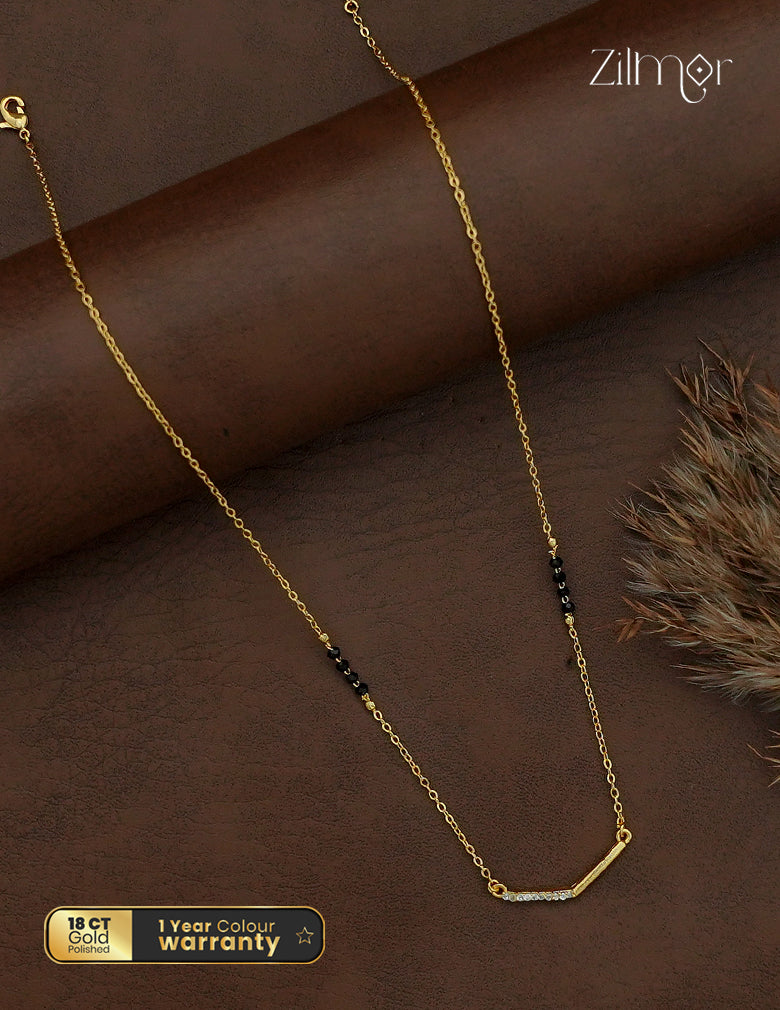 18K Gold Plated AD Stone Pendant Mangalsutra Necklace - SG1013053