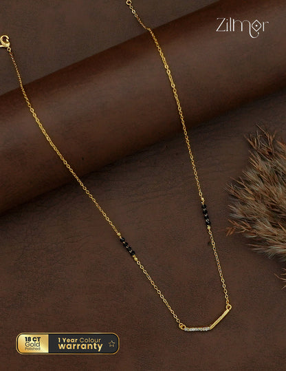 18K Gold Plated AD Stone Pendant Mangalsutra Necklace - SG1013053