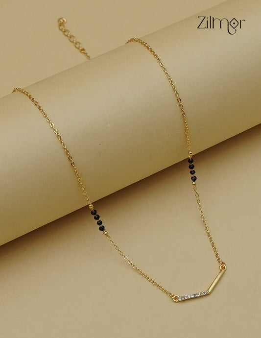 18K Gold Plated AD Stone Pendant Mangalsutra Necklace - SG1013053