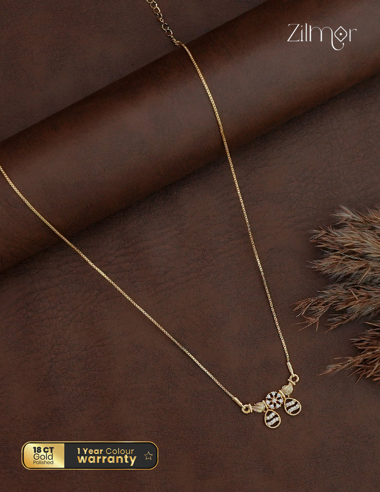 18K Gold Plated AD Stone Pendant Simple Chain Necklace - AG1013104