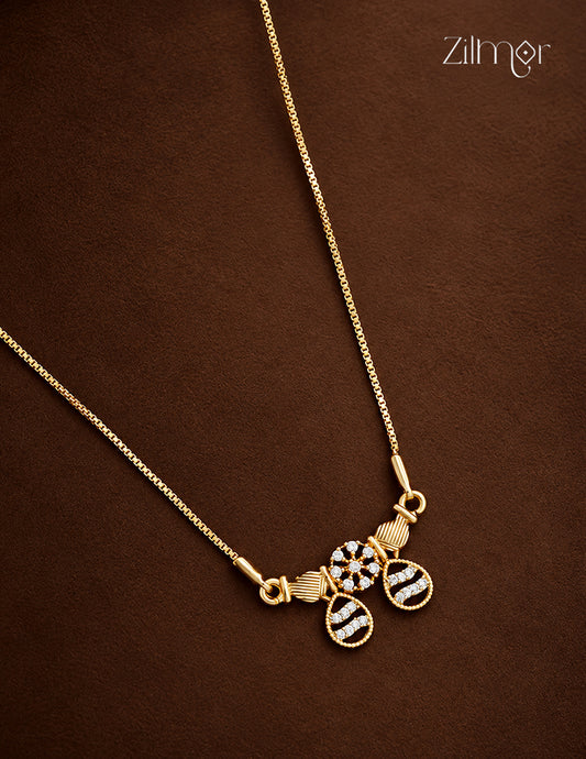 18K Gold Plated AD Stone Pendant Simple Chain Necklace - AG1013104