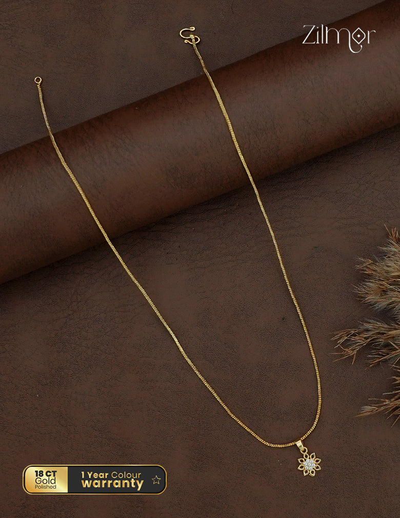 18K Gold Plated AD Stone Pendant Simple Chain Necklace - PP1013060