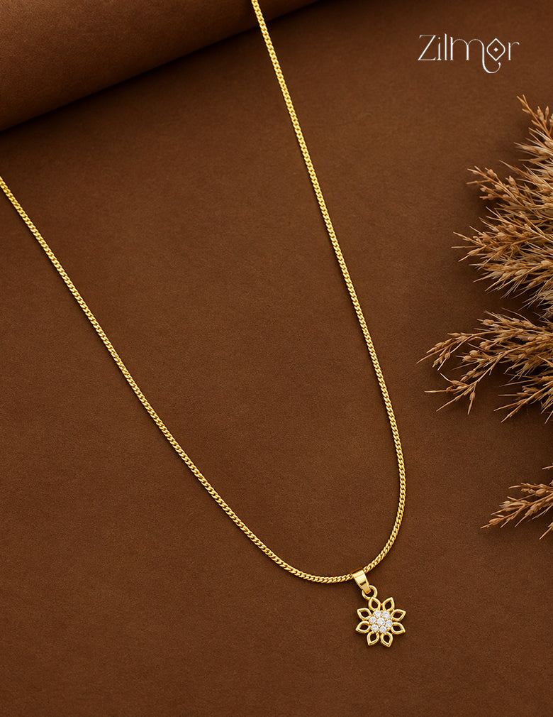 18K Gold Plated AD Stone Pendant Simple Chain Necklace - PP1013060