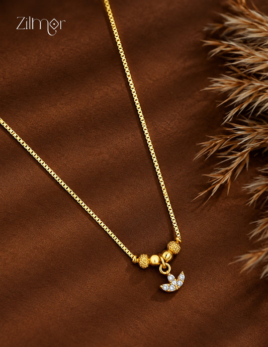 18K Gold Plated AD Stone Pendant Simple Chain Necklace - PP1013098