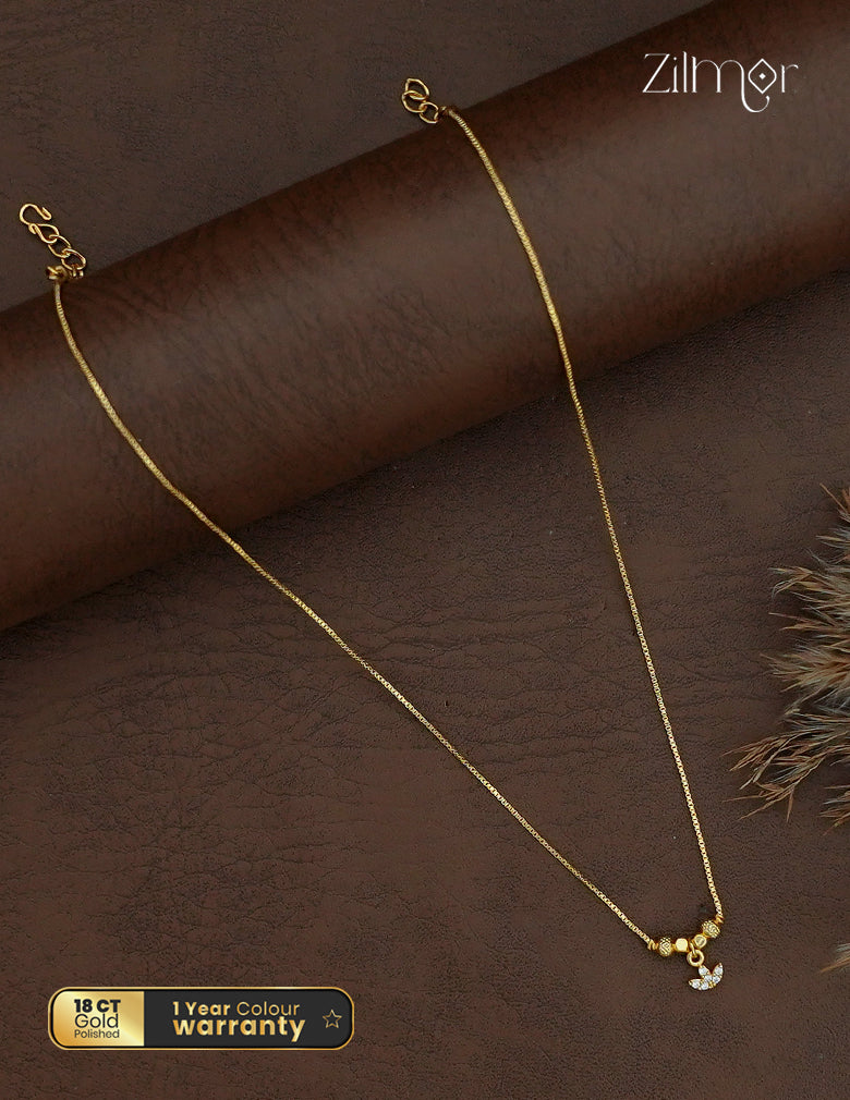 18K Gold Plated AD Stone Pendant Simple Chain Necklace - PP1013098
