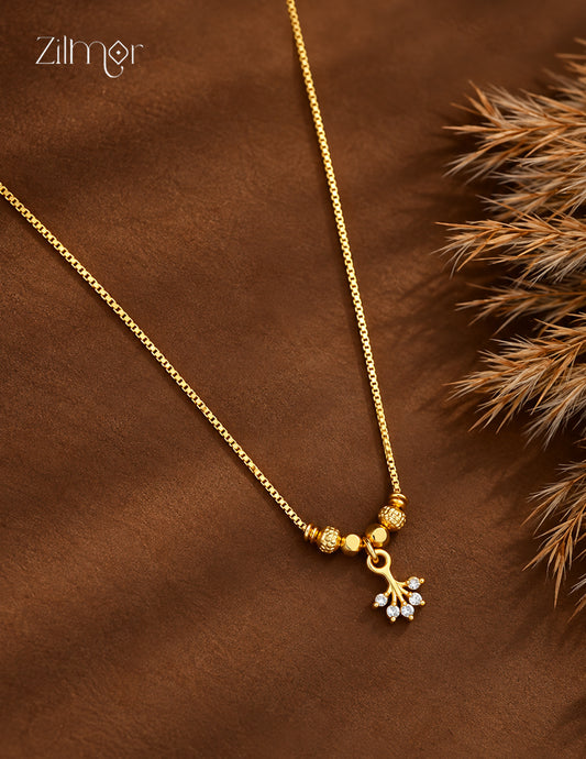 18K Gold Plated AD Stone Pendant Simple Chain Necklace - PP1013100