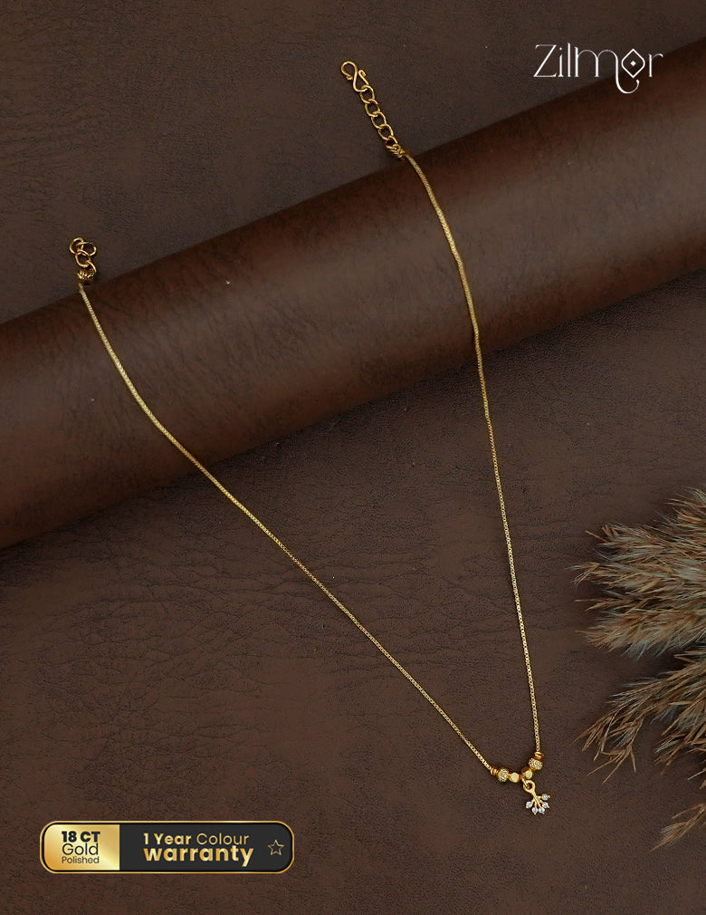 18K Gold Plated AD Stone Pendant Simple Chain Necklace - PP1013100
