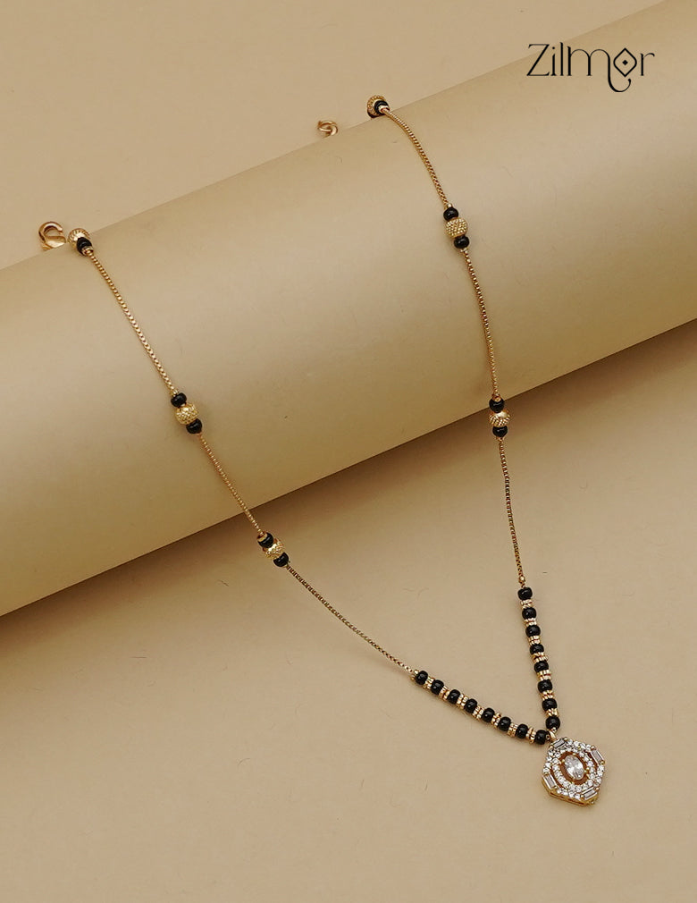 Gold Plated AD Stone Pendant Simple Mangalsutra Necklace - AI1013007