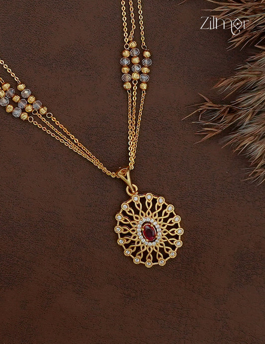 18K Gold Plated AD Stone Pendant with Beaded Layer Necklace Earring Set - AI1013012