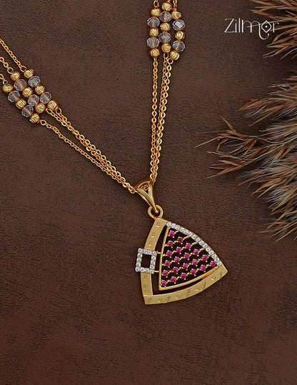 18K Gold Plated AD Stone Pendant with Beaded Layer Necklace Earring Set - AI1013013
